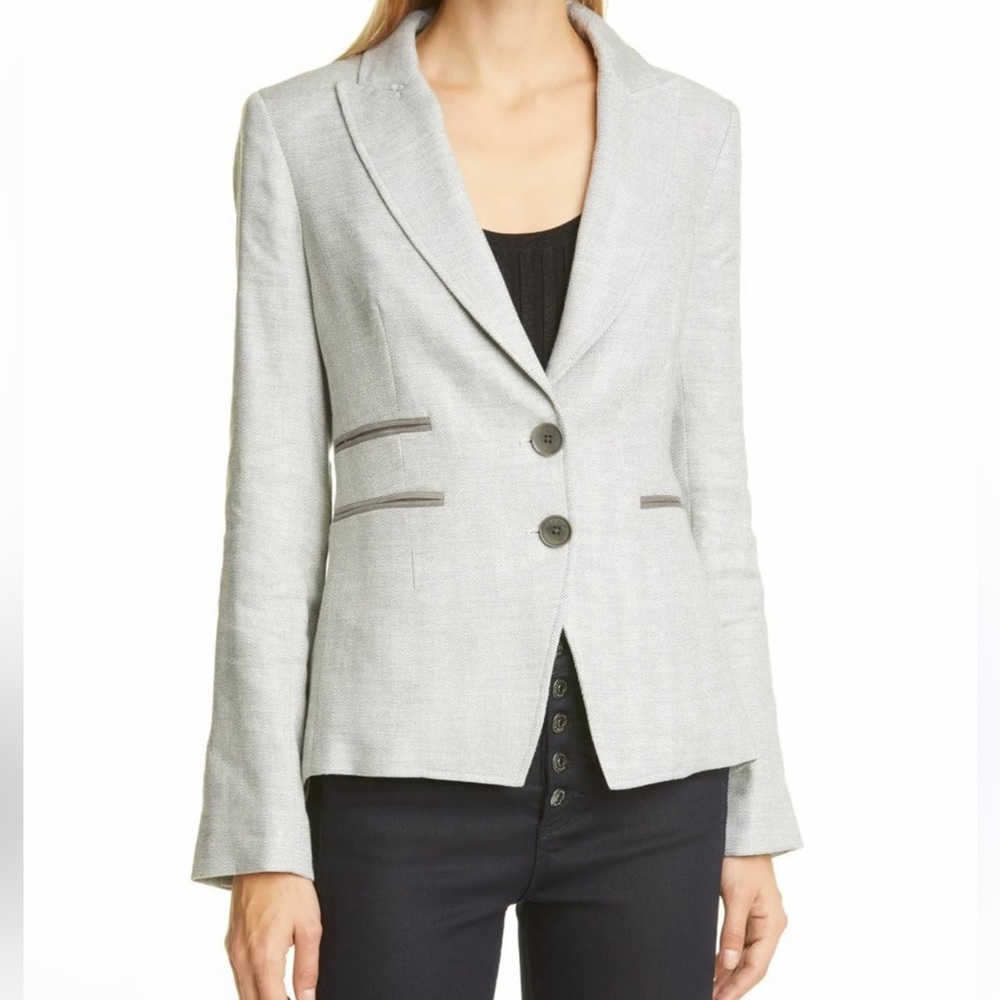 Veronica Beard Hudson Grey Herringbone Dickey Jacket Size 2 NWOT